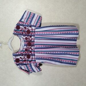 05159 Layerz striped S/S floral embroidery blouse S